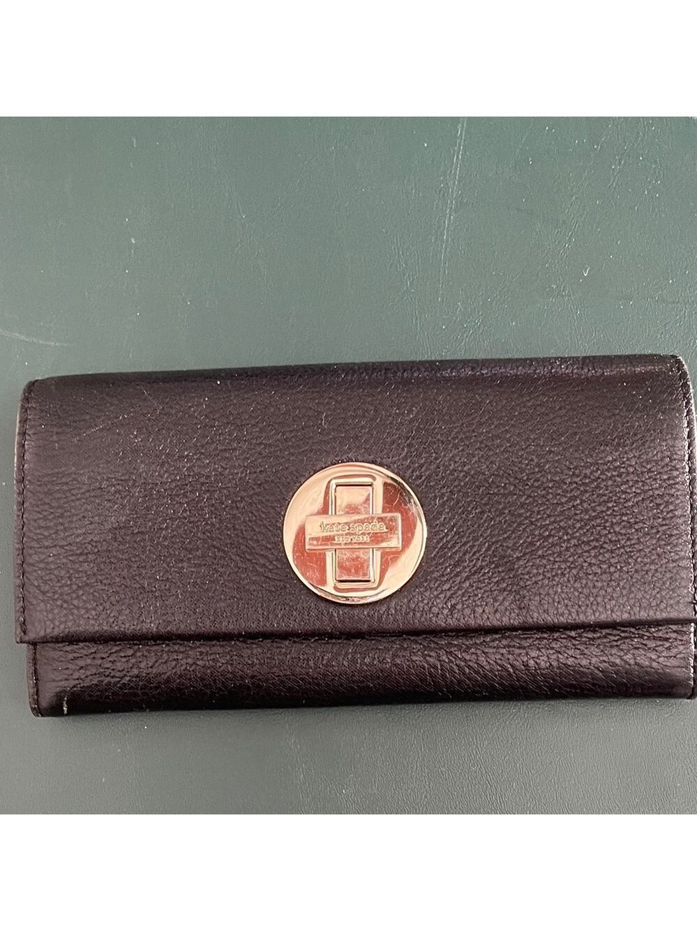 Kate Spade Black Wallet with Gold Emblem